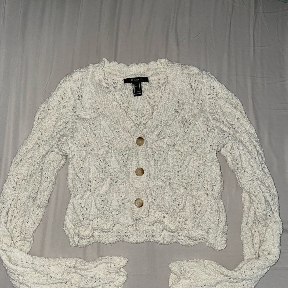 Women's Cream Sweater with Button Detail